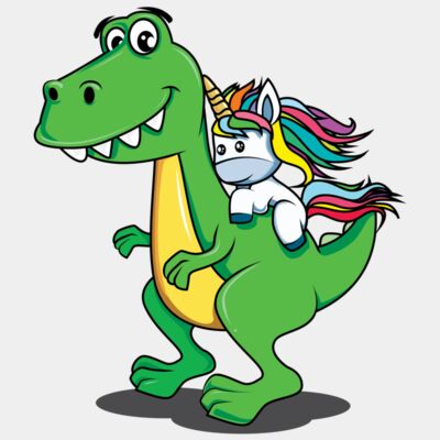 Unicorn riding a dinosaur Thumbnail